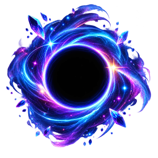 Glowing violet and cyan black hole